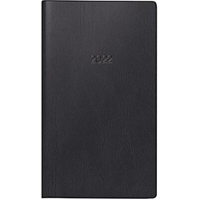 BRUNNEN Agenda tascabile modello 755, 2 pagine = 1 settimana in orizzontale, 8,7 x 15,3 cm, copertina in plastica, colore: nero, calendario 2022 BRUNNEN Agenda tascabile modello 755, 2 pagine = 1 settimana in orizzontale, 8,7 x 15,3 cm, copertina in plastica, colore: nero, calendario 2022