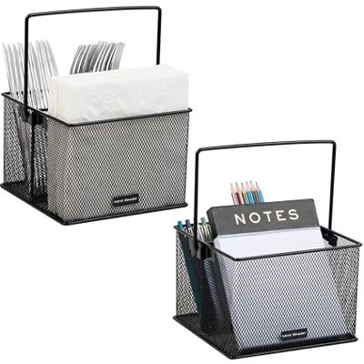 Mind Reader Organizer per cestini, portapenne, forchette, cucchiai, coltelli, tovaglioli, perfetto per articoli da scrivania, matite, penne, punti metallici, confezione da 2, nero Mind Reader Organizer per cestini, portapenne, forchette, cucchiai, coltelli, tovaglioli, perfetto per articoli da scrivania, matite, penne, punti metallici, confezione da 2, nero