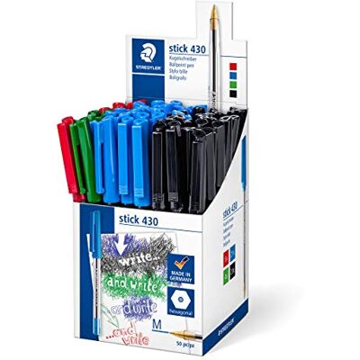 Staedtler Stick 430 M-2 Penna a sfera, tratto: M Box di 50 Colori assortiti Staedtler Stick 430 M-2 Penna a sfera, tratto: M Box di 50 Colori assortiti