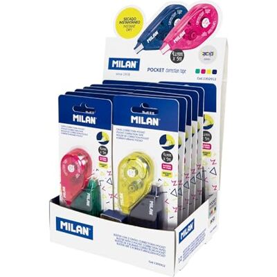 MILAN Scatola espositiva 12 blister nastro correttivo Pocket 4,2 mm x 5 m MILAN Scatola espositiva 12 blister nastro correttivo Pocket 4,2 mm x 5 m