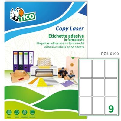 TICO Modello 61x90mm Etichette Rettangolari Bianche - Etichette TICO Modello 61x90mm Etichette Rettangolari Bianche - Etichette