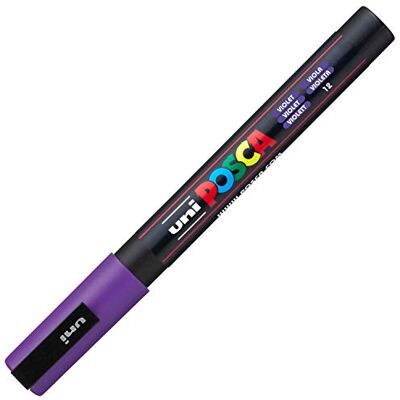 Uni-Ball POSCA Pennarello acrilico PC-3M con punta tonda fine, viola Pennarello con punta arrotondata da 0,9-1,3 mm per quasi tutte le superfici Uni-Ball POSCA Pennarello acrilico PC-3M con punta tonda fine, viola Pennarello con punta arrotondata da 0,9-1,3 mm per quasi tutte le superfici