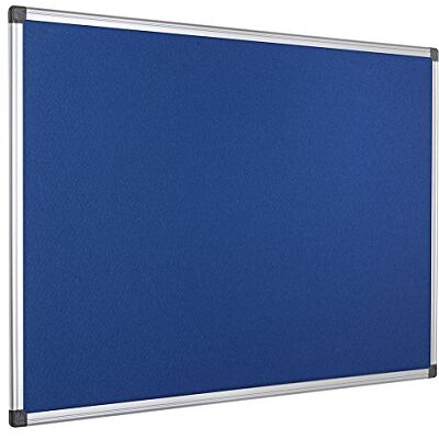 Bi-Office Pannello In Feltro Maya Con Cornice In Alluminio, Bacheca Con Superficie Di Feltro Liscia Blu, 60 x 45 cm Bi-Office Pannello In Feltro Maya Con Cornice In Alluminio, Bacheca Con Superficie Di Feltro Liscia Blu, 60 x 45 cm