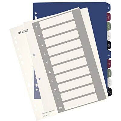 Leitz Rubrica con Tasti 1-10, Stampabile Al Pc, Formato A4, Polipropilene Robusto, Formato Extra Largo, Bianco/Multicolore, Gamma Style, Leitz Rubrica con Tasti 1-10, Stampabile Al Pc, Formato A4, Polipropilene Robusto, Formato Extra Largo, Bianco/Multicolore, Gamma Style,