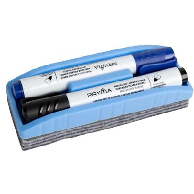 Pryma Cancellino per Lavagna Bianca 14x5 cm + 2 Pennarelli Cancellabili (Blu e Nero) – Set Accessori Cancelleria Ufficio, Scuola, Casa Pryma Cancellino per Lavagna Bianca 14x5 cm + 2 Pennarelli Cancellabili (Blu e Nero) – Set Accessori Cancelleria Ufficio, Scuola, Casa