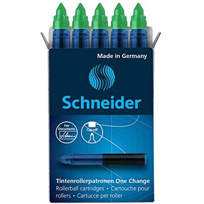 Schneider One Change Cartuccia per penna roller One Change, 1 x 5 pezzi, colore: Verde Schneider One Change Cartuccia per penna roller One Change, 1 x 5 pezzi, colore: Verde
