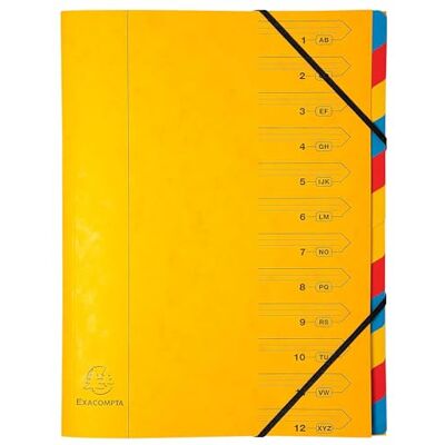 Exacompta Rif. 54129E Cartone da 8 raccoglitori con dorso aggraffato con elastici copertina stampata in carta lucida e interno in carta riciclata 12 scomparti dim 24,5x 32 cm per A4 - Exacompta Rif. 54129E Cartone da 8 raccoglitori con dorso aggraffato con elastici copertina stampata in carta lucida e interno in carta riciclata 12 scomparti dim 24,5x 32 cm per A4 -