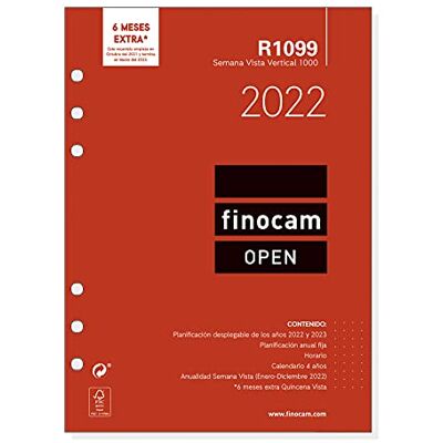 finocam Ricambio annuale 2022 vista settimanale verticale, da gennaio 2022 a dicembre 2022 (2 mesi) 000-55 x 25 mm Open spagnolo finocam Ricambio annuale 2022 vista settimanale verticale, da gennaio 2022 a dicembre 2022 (2 mesi) 000-55 x 25 mm Open spagnolo