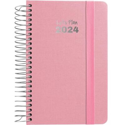 Grafoplás Agenda tascabile Settimana Vista 2024 Rosa A6 Spagnolo Spirale Copertina rigida foderata in tessuto Chiusura elastica Da gennaio a dicembre Serie Fancy Ideale per Grafoplás Agenda tascabile Settimana Vista 2024 Rosa A6 Spagnolo Spirale Copertina rigida foderata in tessuto Chiusura elastica Da gennaio a dicembre Serie Fancy Ideale per