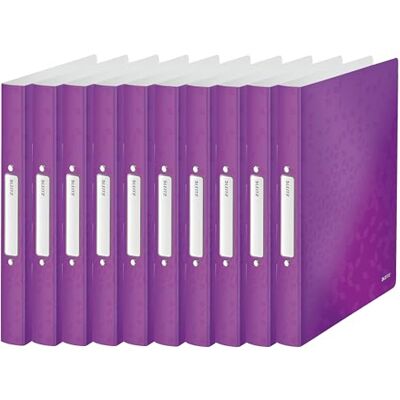 Leitz Wow 2-O Raccoglitore ad Anelli, Formato A4, 25 mm, Confezione da 10, Colore: Viola Leitz Wow 2-O Raccoglitore ad Anelli, Formato A4, 25 mm, Confezione da 10, Colore: Viola