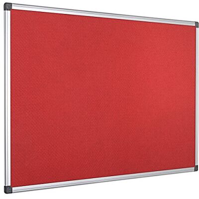 Bi-Office Pannello In Feltro Maya Con Cornice In Alluminio, Bacheca Con Superficie Di Feltro Liscia Rosso, 90x60 cm Bi-Office Pannello In Feltro Maya Con Cornice In Alluminio, Bacheca Con Superficie Di Feltro Liscia Rosso, 90x60 cm