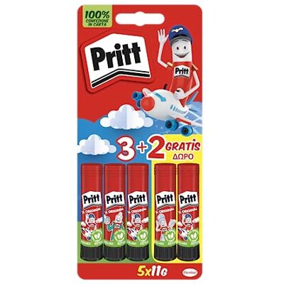 Pritt Colla Stick 5 x 11g, colla per bambini sicura e affidabile, colla per lavoretti e fai da te, con una tenuta forte per uso scuola e ufficio, 5 stick x 11g Pritt Colla Stick 5 x 11g, colla per bambini sicura e affidabile, colla per lavoretti e fai da te, con una tenuta forte per uso scuola e ufficio, 5 stick x 11g