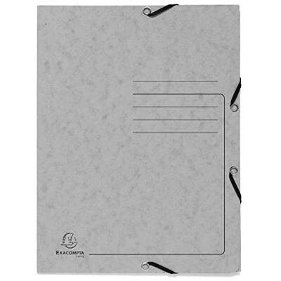 Exacompta Rif. Cartone da 25 cartelline con elastici stampati, buste a 3 alette in carta lucida 355 g/m2 dimensioni 24 x 32 cm per documenti in formato A4 colore grigio Exacompta Rif. Cartone da 25 cartelline con elastici stampati, buste a 3 alette in carta lucida 355 g/m2 dimensioni 24 x 32 cm per documenti in formato A4 colore grigio
