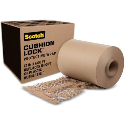 Scotch Cuscino con blocco protettivo, 30,5 x 182,9 m, soluzione di imballaggio sostenibile, senza bisogno di forbici o nastro adesivo () Scotch Cuscino con blocco protettivo, 30,5 x 182,9 m, soluzione di imballaggio sostenibile, senza bisogno di forbici o nastro adesivo ()