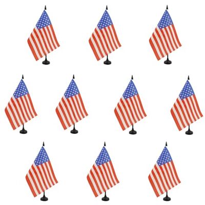 AZ FLAG Set da 10 Bandiere da Tavolo Stati Uniti 21x14 cm Base Plastica Uso interno bandiera da tavolo americana United States of America USA finitura cucita e bordi rinforzati poliestere 100D AZ FLAG Set da 10 Bandiere da Tavolo Stati Uniti 21x14 cm Base Plastica Uso interno bandiera da tavolo americana United States of America USA finitura cucita e bordi rinforzati poliestere 100D