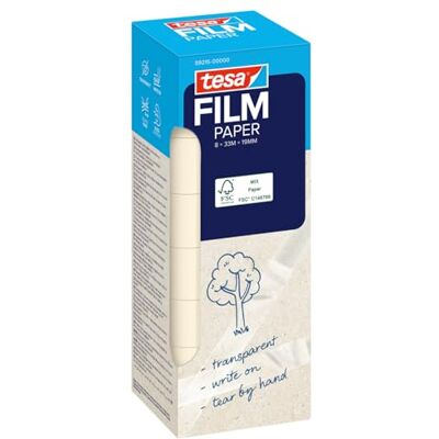 Tesa film PAPER – nastro adesivo scrivibile e strappabile a mano, svolgimento silenzioso, ideale per decorazione, artigianato, confezioni regalo, ufficio e scuola – 8 rotoli 19 mm x 33 m Tesa film PAPER – nastro adesivo scrivibile e strappabile a mano, svolgimento silenzioso, ideale per decorazione, artigianato, confezioni regalo, ufficio e scuola – 8 rotoli 19 mm x 33 m