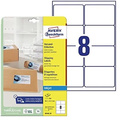 Avery , 25 fogli, Etichette indirizzi per buste formato C4/C5, 99,1 x 67,7 mm Avery , 25 fogli, Etichette indirizzi per buste formato C4/C5, 99,1 x 67,7 mm