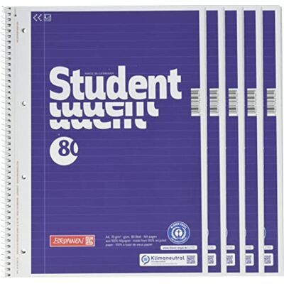 BRUNNEN Blocco A4 LIN 80Bl RCP, 5 pz, colore: Blu BRUNNEN Blocco A4 LIN 80Bl RCP, 5 pz, colore: Blu