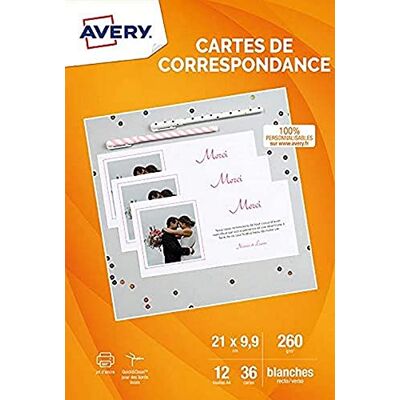 Avery 36 carte di corrispondenza con bordi lisci Avery 36 carte di corrispondenza con bordi lisci