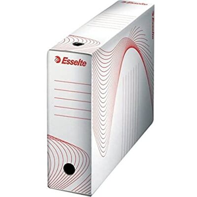 Leitz Esselte Scatola per archivio standard, 100 mm, A4, scatola di trasferimento, cartone ondulato senza acidi, confezione da 10, capacità 800 fogli, colore: Bianco Leitz Esselte Scatola per archivio standard, 100 mm, A4, scatola di trasferimento, cartone ondulato senza acidi, confezione da 10, capacità 800 fogli, colore: Bianco