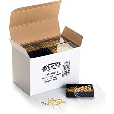 Dell Spilli per Patchwork in ottone ottonato 400 g. per Patchwork Astuccio da 20 scatole di plastica da 20 gr., N°1 mm 0,60 x 16 Dell Spilli per Patchwork in ottone ottonato 400 g. per Patchwork Astuccio da 20 scatole di plastica da 20 gr., N°1 mm 0,60 x 16