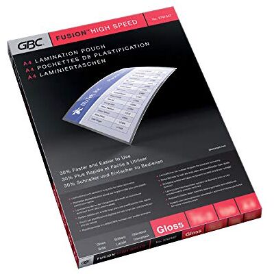 GBC HighSpeed Pouch Confezione da 100 Buste per Plastificazione a Caldo, con Finitura Lucida, in Formato A4 Lato Lungo, Spessore di 2 x 75 Micron, 216 x 303 x 2 mm, 3747347 GBC HighSpeed Pouch Confezione da 100 Buste per Plastificazione a Caldo, con Finitura Lucida, in Formato A4 Lato Lungo, Spessore di 2 x 75 Micron, 216 x 303 x 2 mm, 3747347