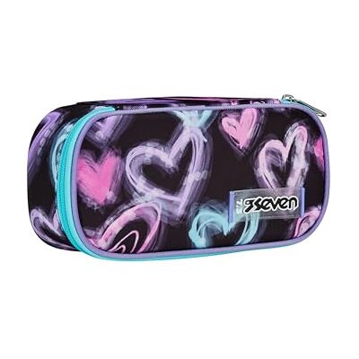 Seven Portapenne Scuola Round Plus, Nero. Rosa, Brilliant Heart, Bustina Ovale Con Tasca Interna ed Elastici Porta Penne, Accessori Zaino, Elementari, Medie, Superiori, Bambina Ragazza Seven Portapenne Scuola Round Plus, Nero. Rosa, Brilliant Heart, Bustina Ovale Con Tasca Interna ed Elastici Porta Penne, Accessori Zaino, Elementari, Medie, Superiori, Bambina Ragazza