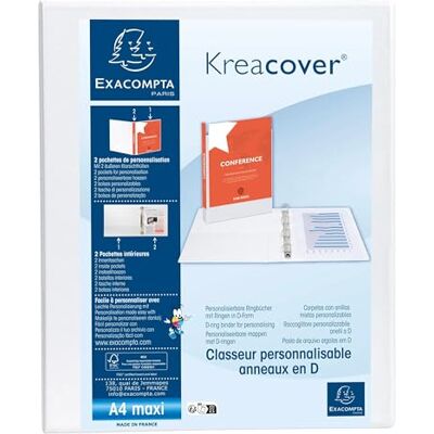 Exacompta Rif. 51922E Cartone da 10 raccoglitori personalizzabili, 2 tasche, 2 anelli a D da 30 mm, dorso 47 mm, dimensioni esterne: 32 x 27,7 cm, formato A4 Maxi bianco Exacompta Rif. 51922E Cartone da 10 raccoglitori personalizzabili, 2 tasche, 2 anelli a D da 30 mm, dorso 47 mm, dimensioni esterne: 32 x 27,7 cm, formato A4 Maxi bianco