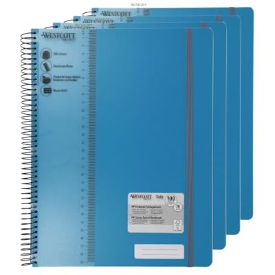 Westcott Quaderno spirale PP A4 quadretti Turchese (Conf. 4) Quaderno spirale A4 copertina PP 70 g/m², FSC-Mix (FSC® C189289), 200 p., campo nome, segnalibro/righello Westcott Quaderno spirale PP A4 quadretti Turchese (Conf. 4) Quaderno spirale A4 copertina PP 70 g/m², FSC-Mix (FSC® C189289), 200 p., campo nome, segnalibro/righello