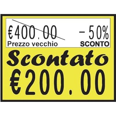 Alevar 19200 Etichette per Prezzatrici Scontato, 37x28 mm, 800 Etichette per Rotolo, Confezione da 24 Rotoli Alevar 19200 Etichette per Prezzatrici Scontato, 37x28 mm, 800 Etichette per Rotolo, Confezione da 24 Rotoli