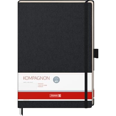 BRUNNEN Kompagnon Quaderno in formato A4 21 x 29.4 cm, a righe, 96 pagine, colore nero BRUNNEN Kompagnon Quaderno in formato A4 21 x 29.4 cm, a righe, 96 pagine, colore nero