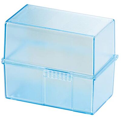 HAN Schedario in polistirene semitrasparente, 12,1 x 10,1 x 7,4 cm, capacità di archiviazione max 300 schede formato A7, colore: Azzurro HAN Schedario in polistirene semitrasparente, 12,1 x 10,1 x 7,4 cm, capacità di archiviazione max 300 schede formato A7, colore: Azzurro