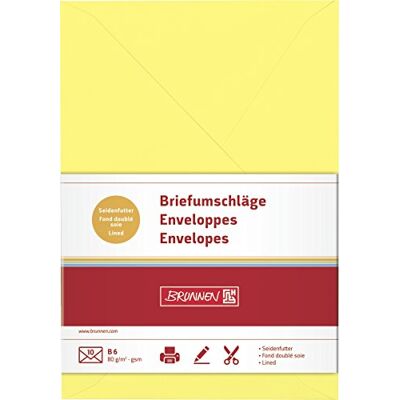 BRUNNEN Buste di carta universale, B6, colore: Giallo BRUNNEN Buste di carta universale, B6, colore: Giallo