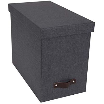 Bigso Box of Sweden Contenitore per documenti con coperchio Raccoglitori da scrivania con 8 cartelle sospese Raccoglitori documenti in fibra di legno e carta effetto lino nero Bigso Box of Sweden Contenitore per documenti con coperchio Raccoglitori da scrivania con 8 cartelle sospese Raccoglitori documenti in fibra di legno e carta effetto lino nero