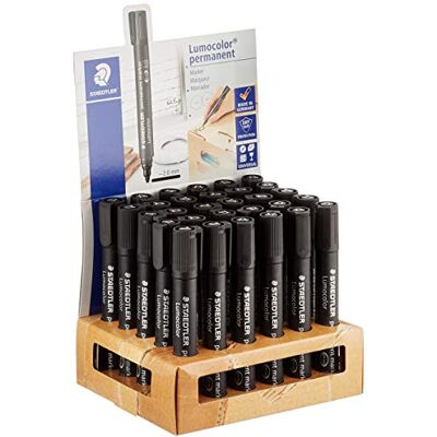 Staedtler 352-9 pennarelli indelebili neri, contenitore da 30 pezzi Staedtler 352-9 pennarelli indelebili neri, contenitore da 30 pezzi