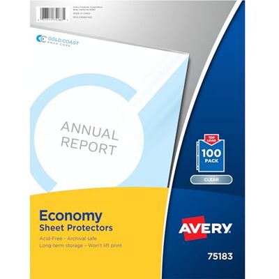 Avery Clear Economy Sheet Protectors, Top Load, 100 Document Protectors () Avery Clear Economy Sheet Protectors, Top Load, 100 Document Protectors ()