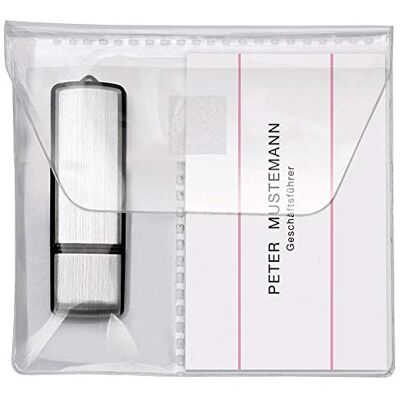 VELOFLEX Confezione da 100 custodie USB per biglietti da visita, in PP, 10 x 10 cm, autoadesive, colore: Trasparente VELOFLEX Confezione da 100 custodie USB per biglietti da visita, in PP, 10 x 10 cm, autoadesive, colore: Trasparente