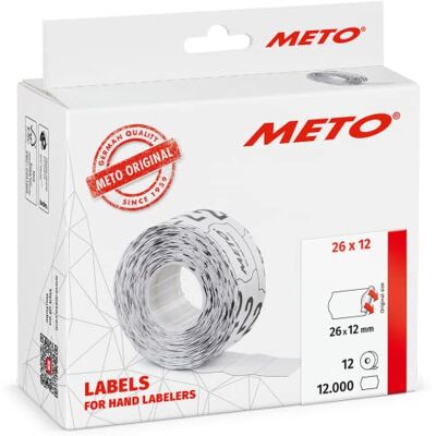 METO 30007348 - Etichette prezzi - Bianco - 26x12 mm, 12000 unità METO 30007348 - Etichette prezzi - Bianco - 26x12 mm, 12000 unità