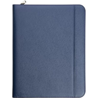Vebon ® Cartella ad anelli A4 "Parigi", con cerniera + portapapeles Cartella per documenti + borsa per laptop spazio extra in pelle PU, blu zaffiro Vebon ® Cartella ad anelli A4 "Parigi", con cerniera + portapapeles Cartella per documenti + borsa per laptop spazio extra in pelle PU, blu zaffiro