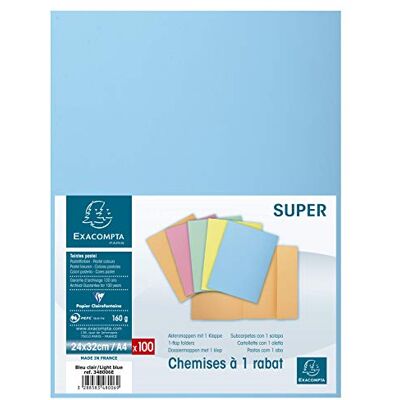 Exacompta Cartelle con Alette, 24x32 cm, Blu Chiaro Exacompta Cartelle con Alette, 24x32 cm, Blu Chiaro
