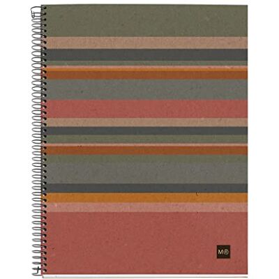Miquelrius Taccuino 100% Riciclato, 4 Strisce Colorate, A4, 120 Fogli a Griglia 5X5 Mm, Carta da 80 G, 4 Fori, Copertina in Cartone Riciclato, Design a Righe Ecologiche Miquelrius Taccuino 100% Riciclato, 4 Strisce Colorate, A4, 120 Fogli a Griglia 5X5 Mm, Carta da 80 G, 4 Fori, Copertina in Cartone Riciclato, Design a Righe Ecologiche
