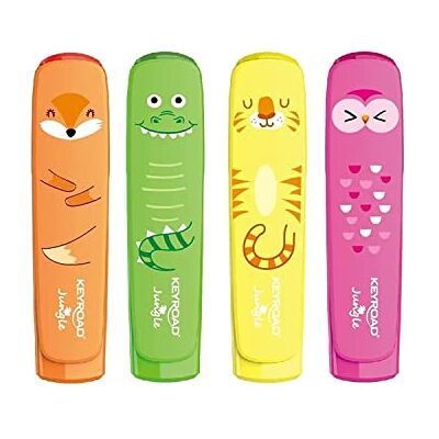 KEYROAD FLUO JUNGLE Set di 4 evidenziatori per bambini a scuola/spessore tratto 1-5 mm, colore: Giallo KEYROAD FLUO JUNGLE Set di 4 evidenziatori per bambini a scuola/spessore tratto 1-5 mm, colore: Giallo