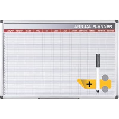Bi-Office Planner Annuale da Muro con 52 Settimane, 900 x 600 cm, Bianco Bi-Office Planner Annuale da Muro con 52 Settimane, 900 x 600 cm, Bianco