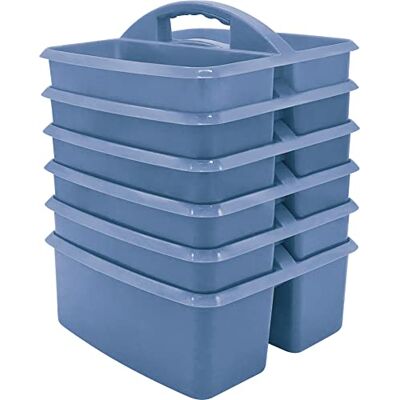 Teacher Created Resources Confezione da 6 contenitori portatili in plastica blu ardesia, per aule, camera dei bambini e organizzazione dell'ufficio, 3 scomparti Teacher Created Resources Confezione da 6 contenitori portatili in plastica blu ardesia, per aule, camera dei bambini e organizzazione dell'ufficio, 3 scomparti