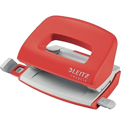Leitz NeXXt Recycle Mini Perforatore in Acciaio e Plastica Riciclata, Riciclabile al 100%, Perfora fino a 10 Fogli A4, Rosso Leitz NeXXt Recycle Mini Perforatore in Acciaio e Plastica Riciclata, Riciclabile al 100%, Perfora fino a 10 Fogli A4, Rosso
