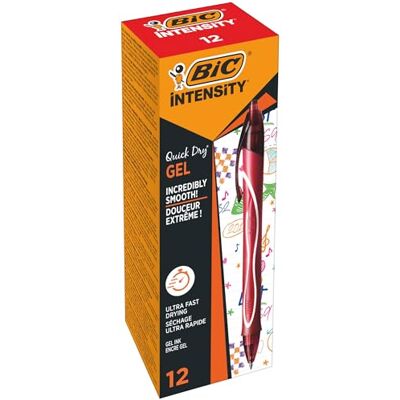 BIC Intensity Quick Dry, Penne Gel Rosse, Punta Media 0,7mm, Inchiostro Scorrevole e Asciugatura Ultra-Rapida, 12 Unità, Penne Rosse, Cancelleria Scuola e Ufficio BIC Intensity Quick Dry, Penne Gel Rosse, Punta Media 0,7mm, Inchiostro Scorrevole e Asciugatura Ultra-Rapida, 12 Unità, Penne Rosse, Cancelleria Scuola e Ufficio