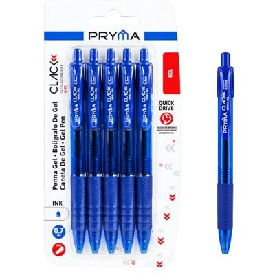 Pryma Clack Set 5 Penne Gel a Scatto, Punta Media 0.7 mm – Penna Inchiostro Gel di Colore Fluido e a Rapida Asciugatura, Impugnatura Ergonomica, Cancelleria per Scuola, Università e Ufficio Pryma Clack Set 5 Penne Gel a Scatto, Punta Media 0.7 mm – Penna Inchiostro Gel di Colore Fluido e a Rapida Asciugatura, Impugnatura Ergonomica, Cancelleria per Scuola, Università e Ufficio