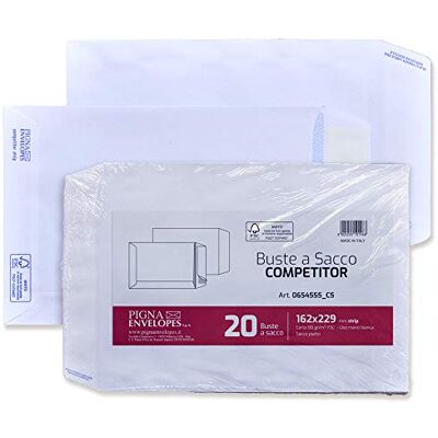 Pigna Competitor PK0654555 Pak. 20 Buste a Sacco Piatto Strip F.To 162 x 229 in Carta Uso Mano FSC® (FSC-C002810) 80 g Pigna Competitor PK0654555 Pak. 20 Buste a Sacco Piatto Strip F.To 162 x 229 in Carta Uso Mano FSC® (FSC-C002810) 80 g