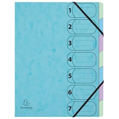 Exacompta Rif. 1 raccoglitore Harmonika Acquarel, con elastici e finestre stampate, retro estensibile copertina in carta lucida 7 scomparti -dim 24,5 x 32 cm, colore: blu pastello Exacompta Rif. 1 raccoglitore Harmonika Acquarel, con elastici e finestre stampate, retro estensibile copertina in carta lucida 7 scomparti -dim 24,5 x 32 cm, colore: blu pastello