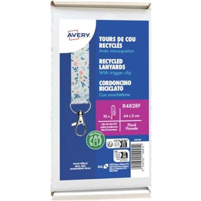 Avery Italia R4828F 10 cordoncini in pet riciclato fantasia floreale, lunghezza 44cm x 2cm larghezza Avery Italia R4828F 10 cordoncini in pet riciclato fantasia floreale, lunghezza 44cm x 2cm larghezza